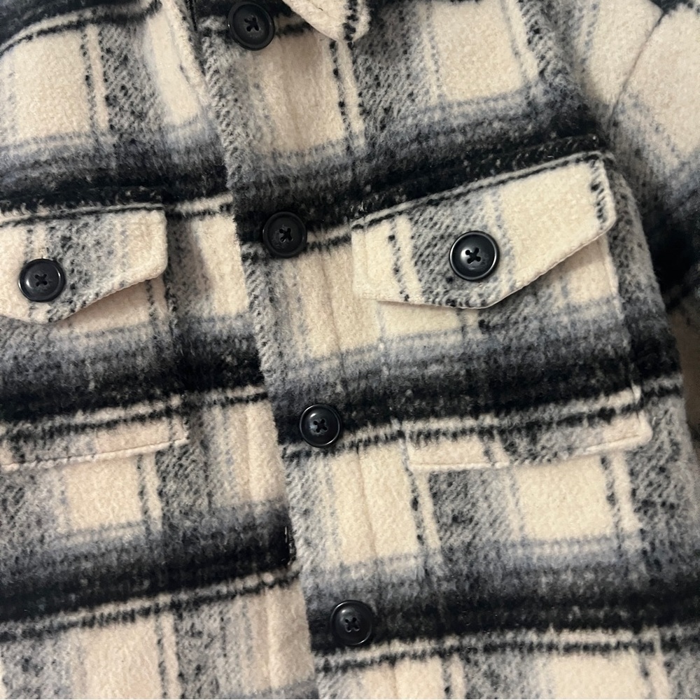 GAP Kids Size XS Plaid Shacket Black and White EUC Preppy Casual Flap Pockets - Picture 2 of 7